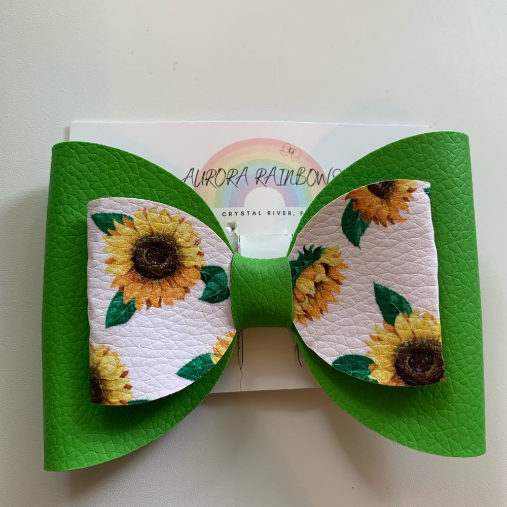 Bremen Faux Leather Sunflower Bow / Headband